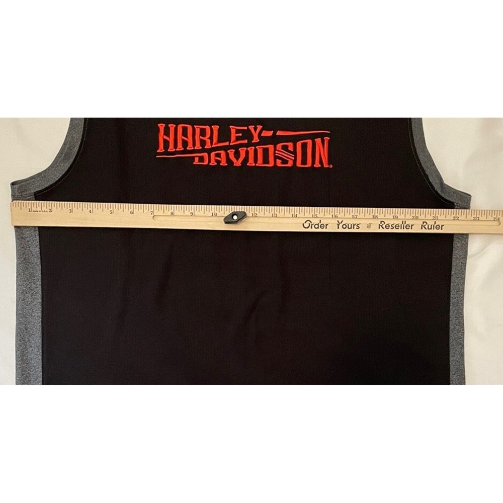 Harley Davidson Black‎ Orange Embroidered Size XL Tank Top Hall's Springfield IL - Picture 6 of 8